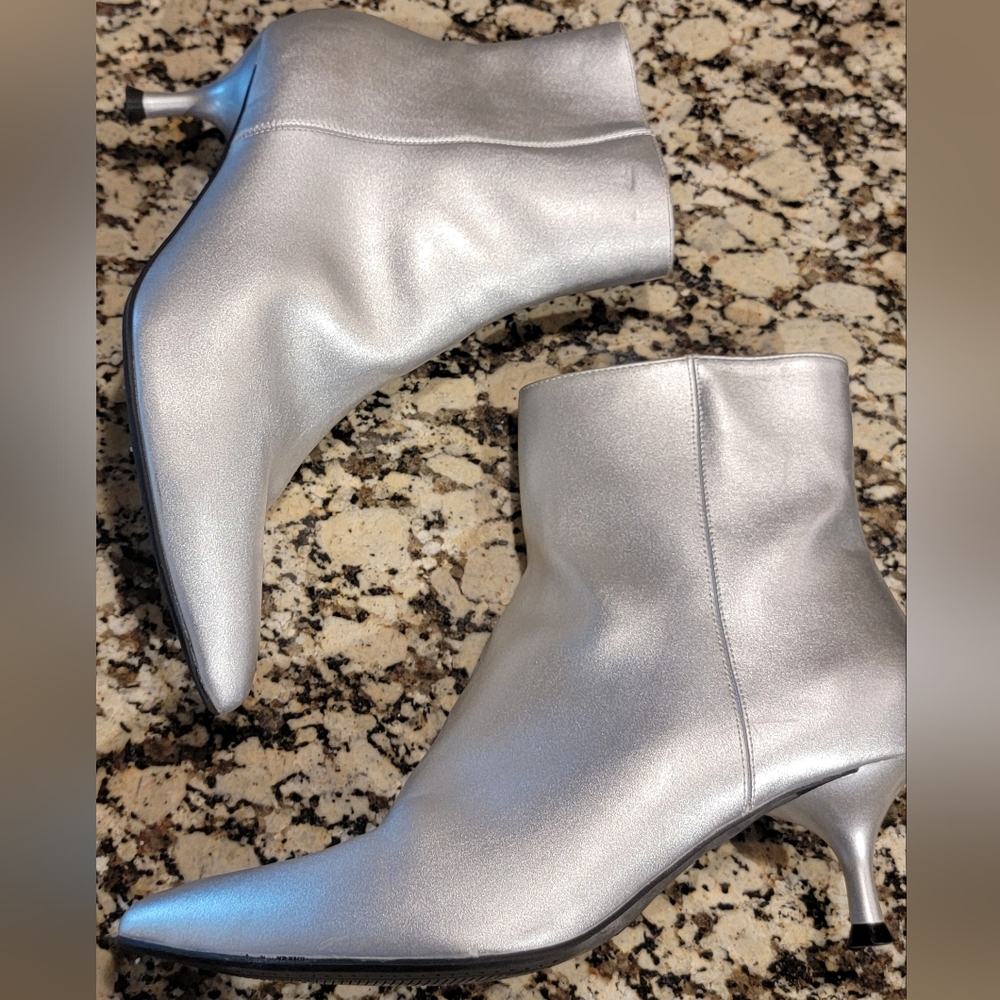 Rachel Zoe Silver Ankle Boots 8.5